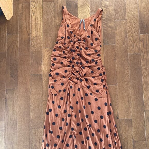 Anthropologie Ruched Midi Dress in Polka Dot Size M - Picture 12 of 12